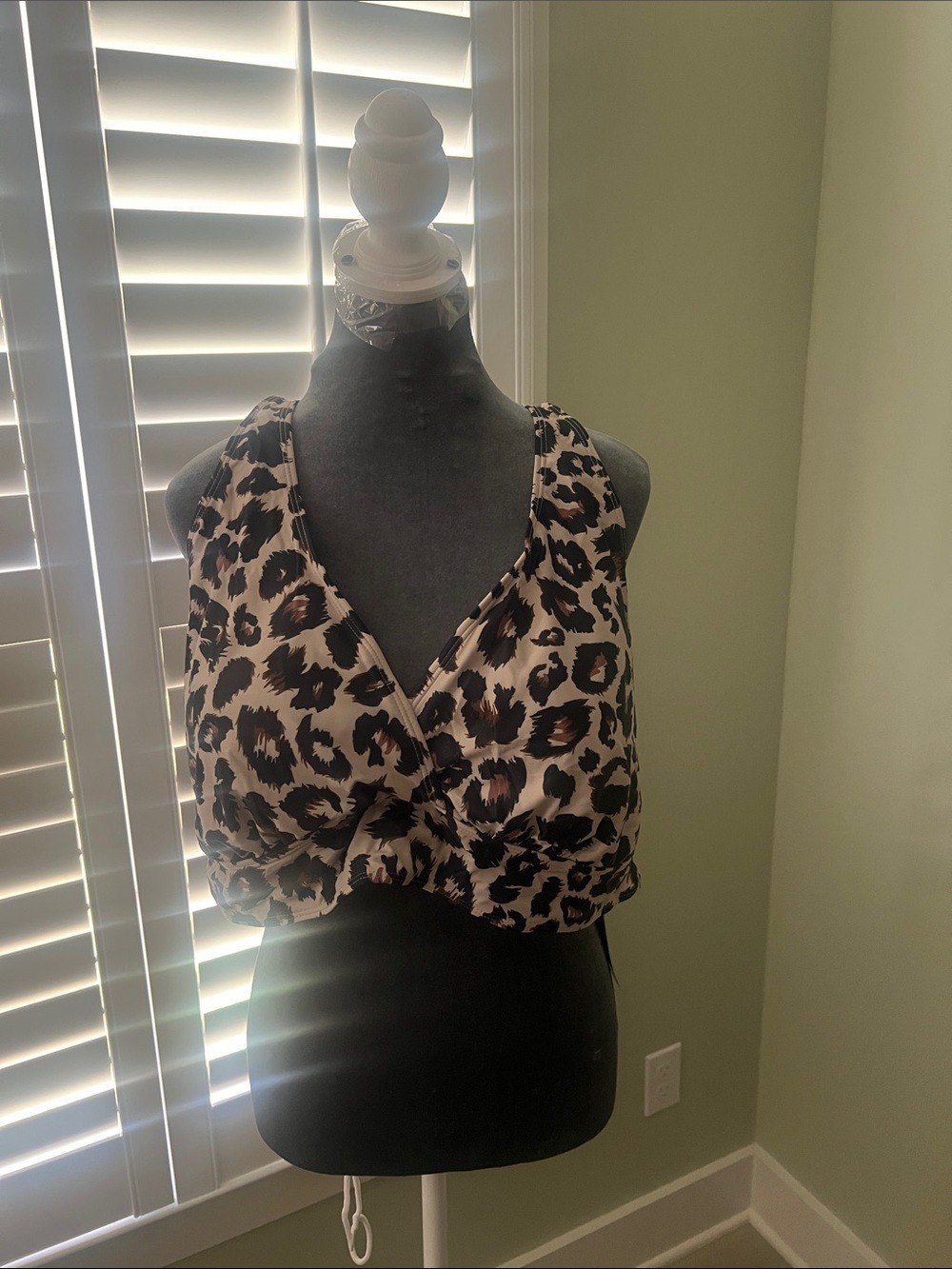 Younique Leopard Print Swim Crop Top - Brown/Black